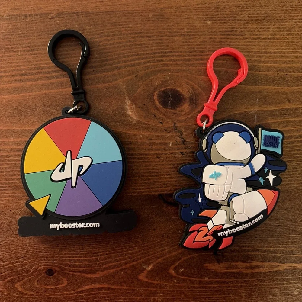 2 DUDE PERFECT KEY CHAINS WHEEL‎ UNFORTUNATE ASTRONAUT BEAR